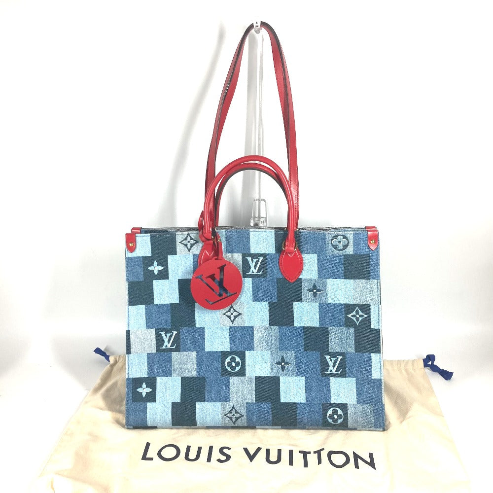 LOUIS VUITTON Tote Bag M44992 Denim, Leather blue Monogram denim On-the-go GM Women