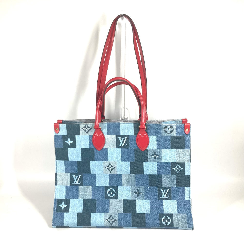 LOUIS VUITTON Tote Bag M44992 Denim, Leather blue Monogram denim On-the-go GM Women