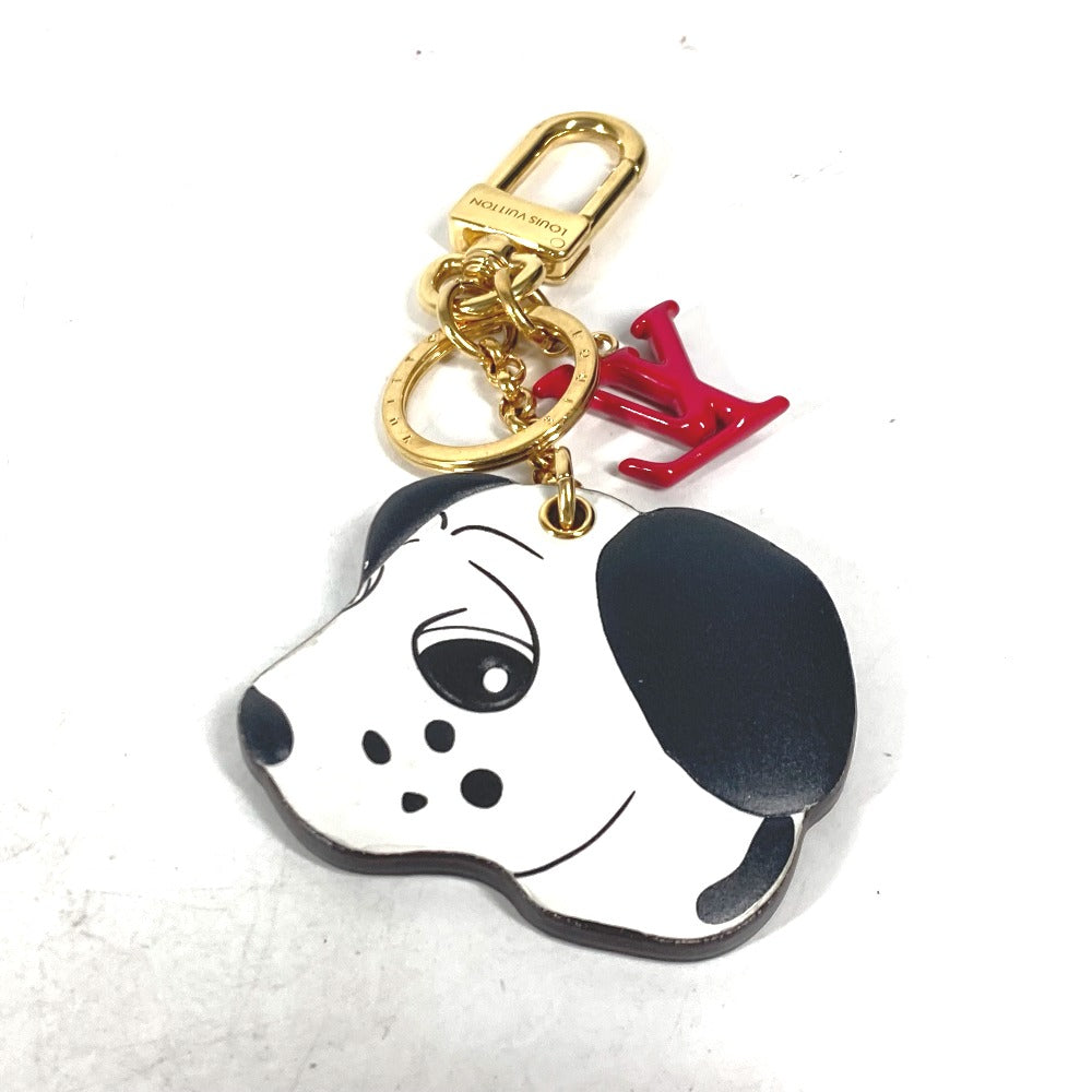 LOUIS VUITTON key ring M01967 leather white Dog Dalmatian Animogram Dog Keychain