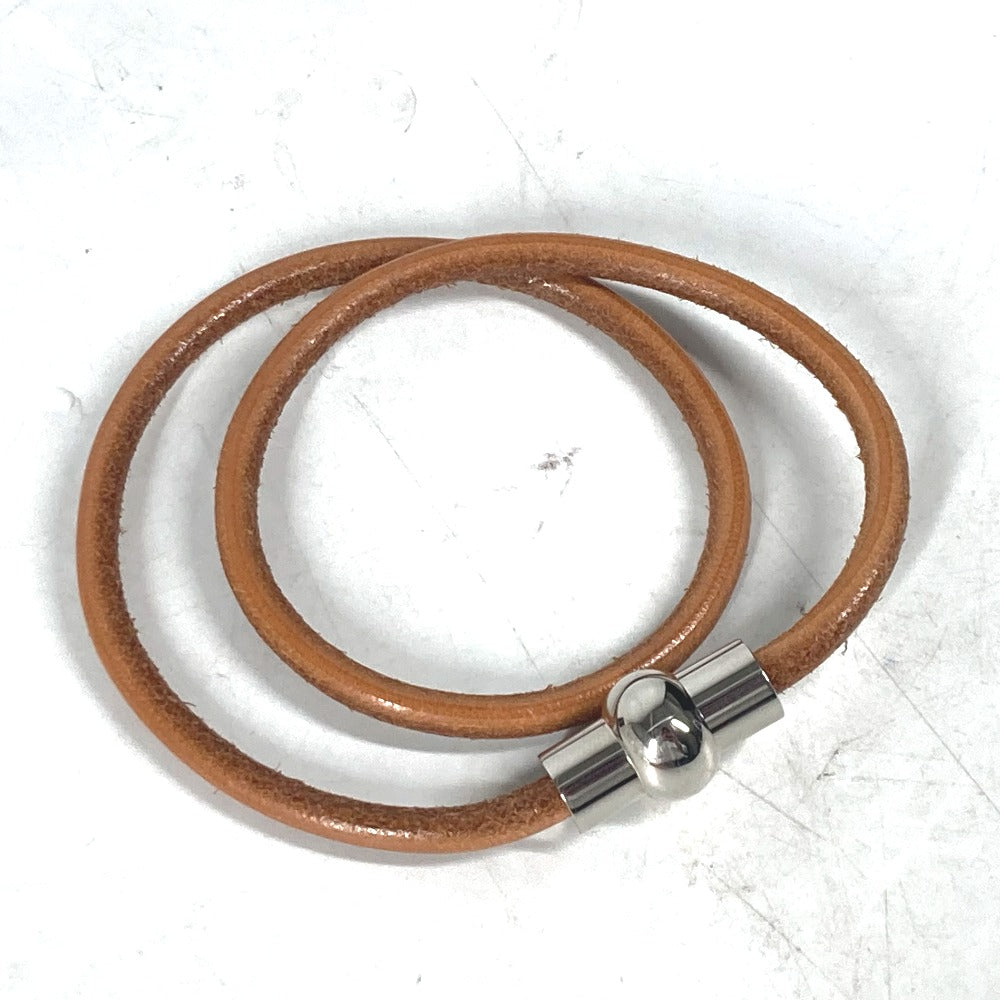 HERMES choker leather Brown