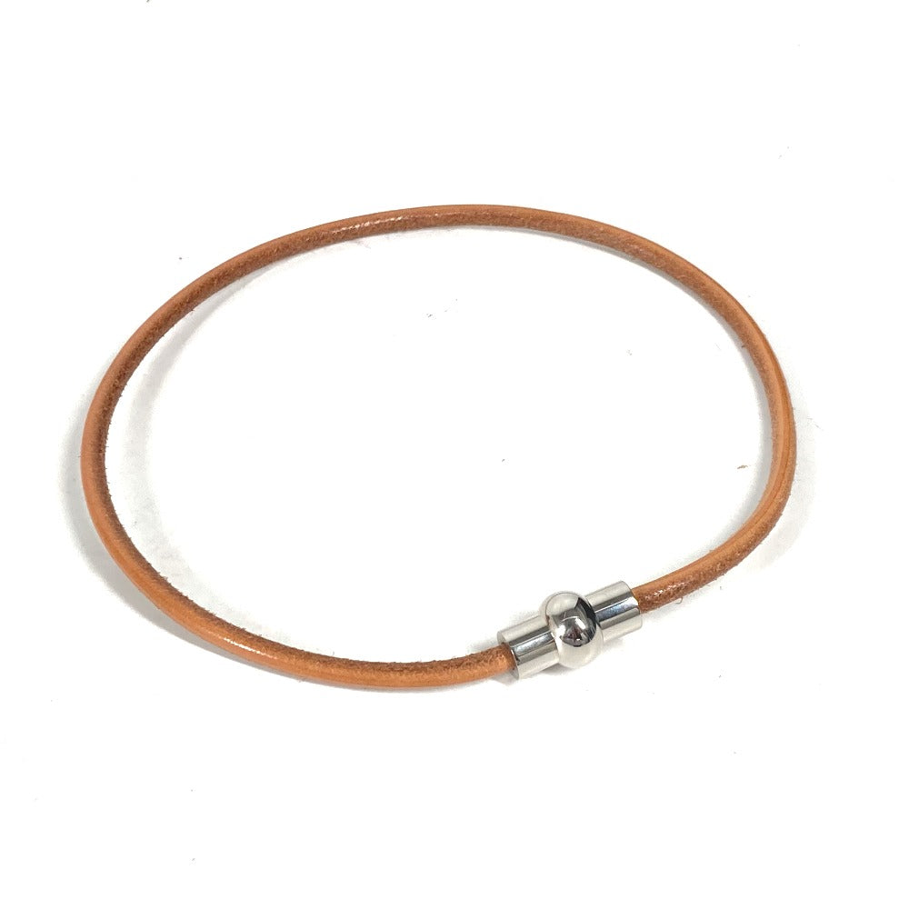 HERMES choker leather Brown