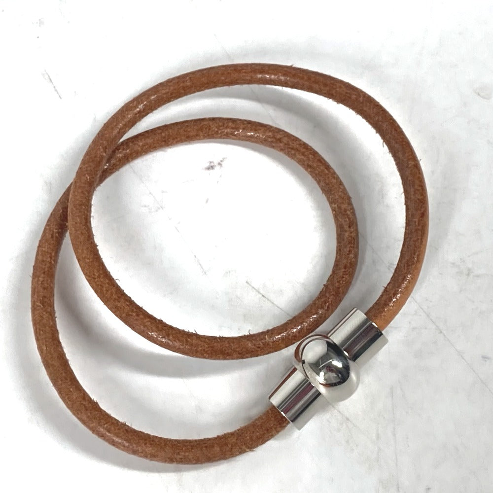 HERMES choker leather Brown