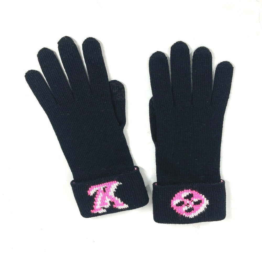 LOUIS VUITTON gloves M76451 wool black logo Gon 3D Monogram Gloves