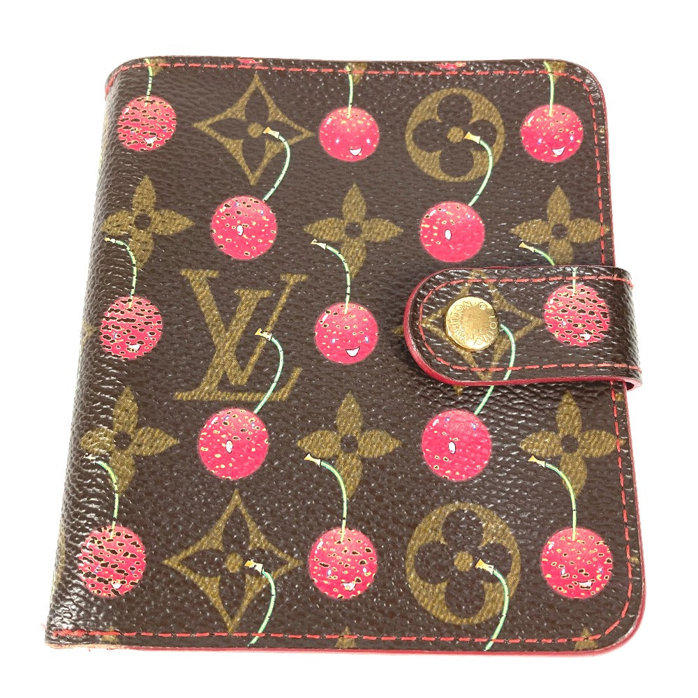 LOUIS VUITTON Folded wallet M95005 Monogram canvas Brown Monogram Cherry by Takashi Murakami Compact zip unisex(Unisex)