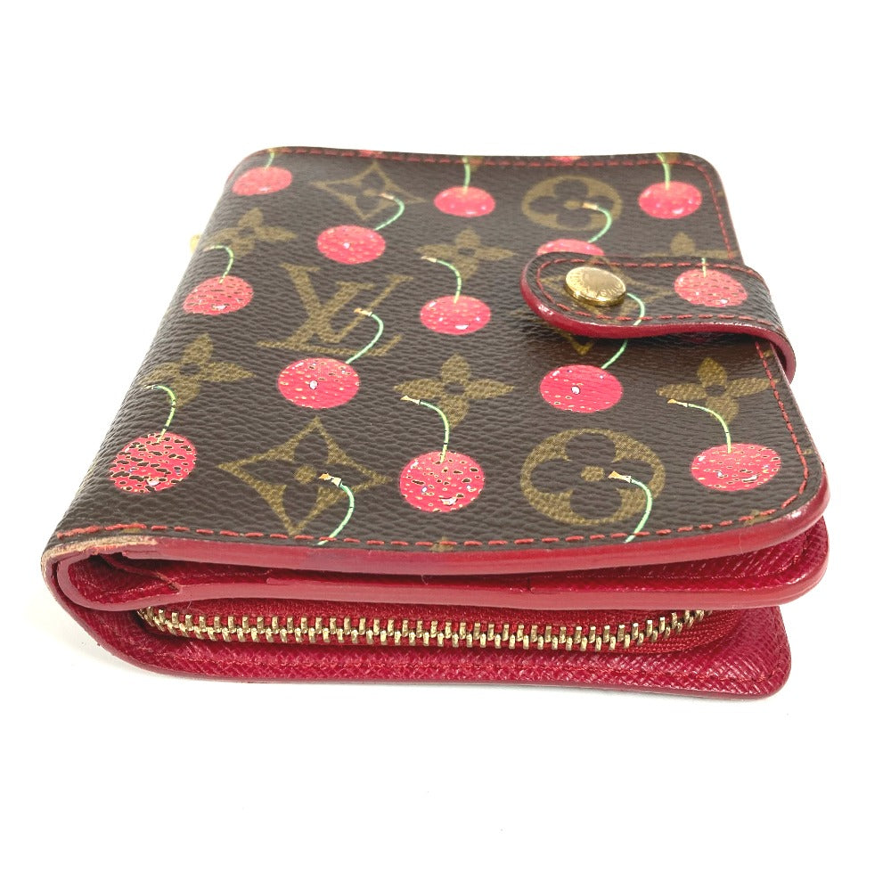 LOUIS VUITTON Folded wallet M95005 Monogram canvas Brown Monogram Cherry by Takashi Murakami Compact zip unisex(Unisex)
