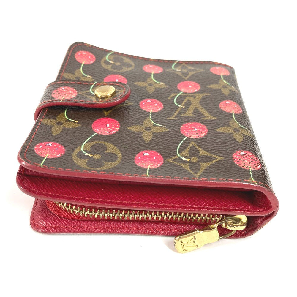 LOUIS VUITTON Folded wallet M95005 Monogram canvas Brown Monogram Cherry by Takashi Murakami Compact zip unisex(Unisex)