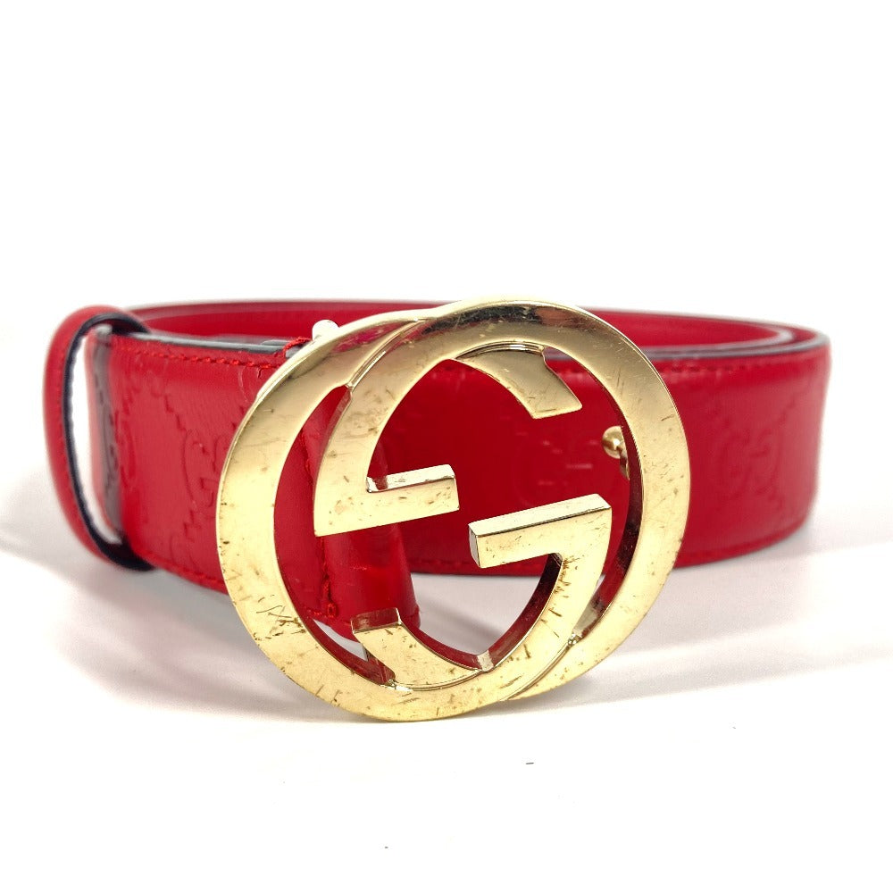 GUCCI belt 370543 Sima leather Red Guccisima GG buckle 75