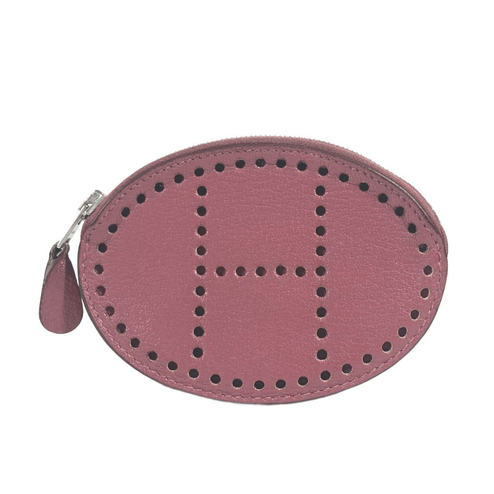 HERMES Coin case leather purple Evelyn Evelyn H logo