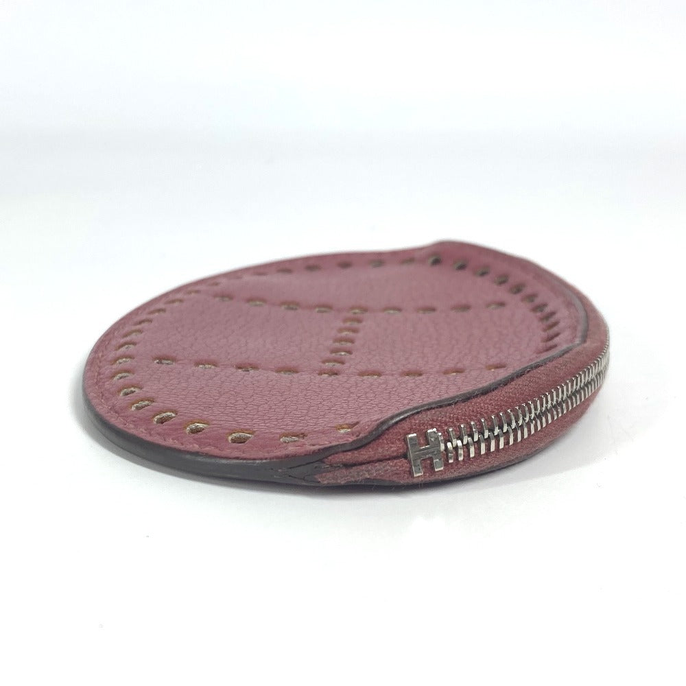 HERMES Coin case leather purple Evelyn Evelyn H logo