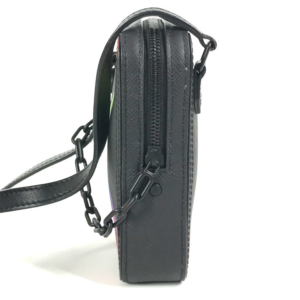 LOUIS VUITTON Shoulder Bag M30332 Taiga Leather black Taiga rainbow Danube Messenger