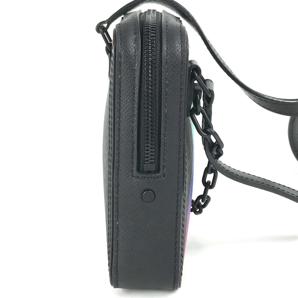 LOUIS VUITTON Shoulder Bag M30332 Taiga Leather black Taiga rainbow Danube Messenger