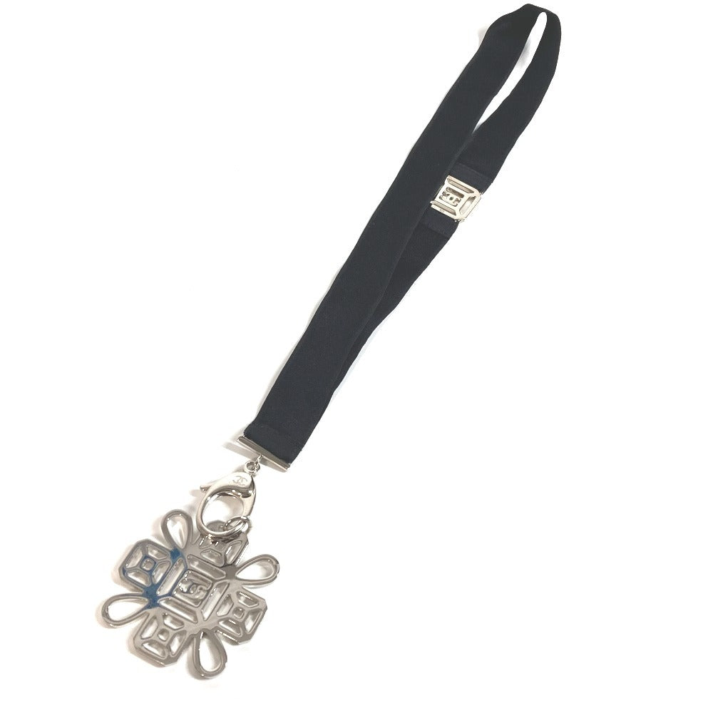 CHANEL strap metal black CC COCO Mark Rhinestone Neck strap