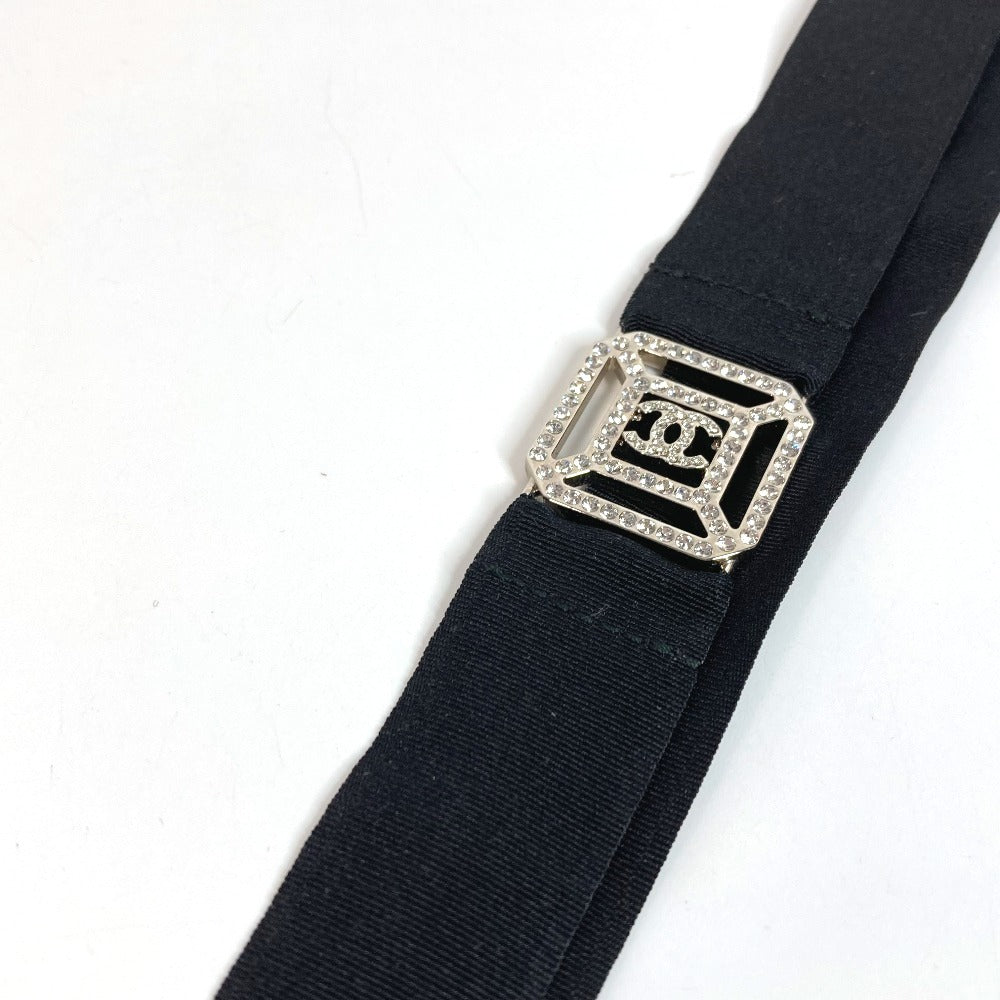 CHANEL strap metal black CC COCO Mark Rhinestone Neck strap