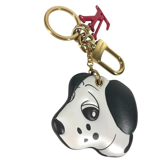 LOUIS VUITTON key ring M01967 leather white Dog Dalmatian Animogram Dog Keychain
