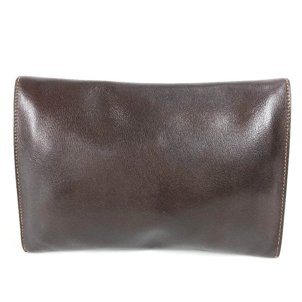 HERMES Clutch bag leather Brown vintage logo