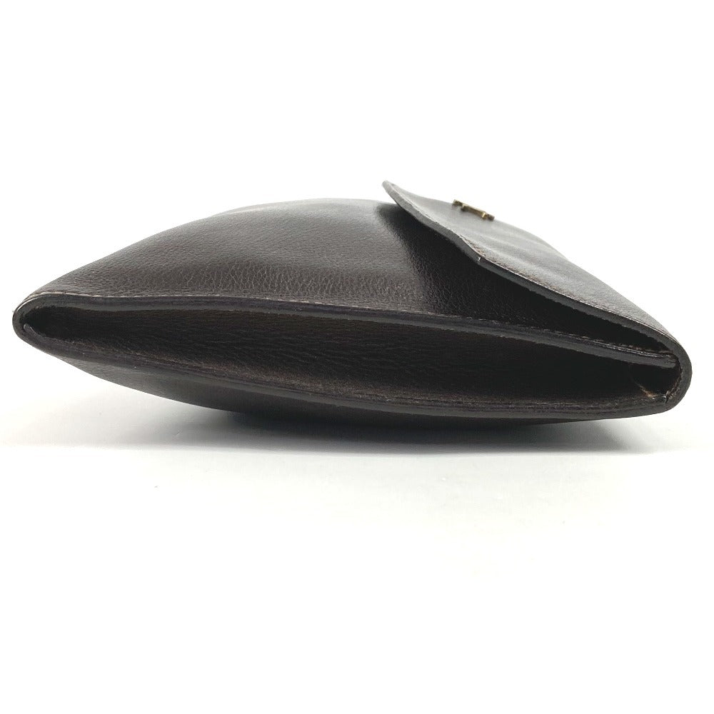 HERMES Clutch bag leather Brown vintage logo