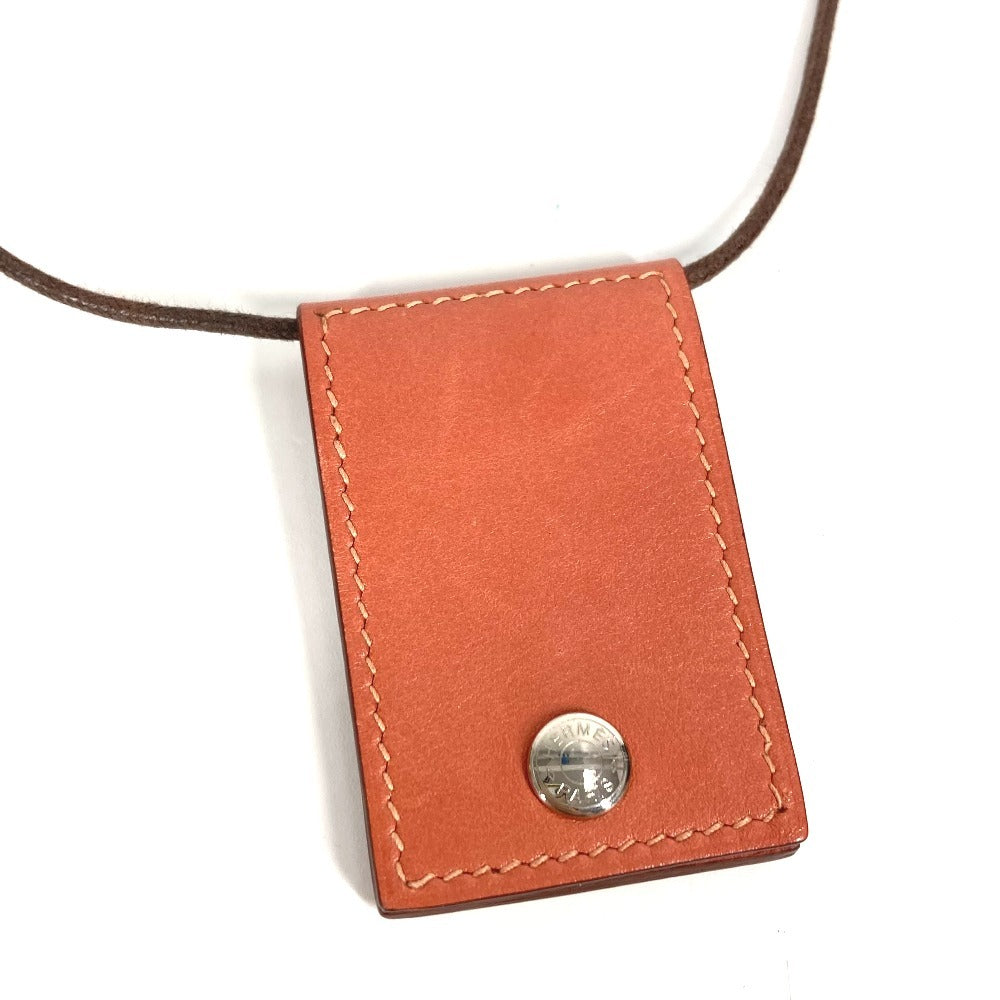 HERMES Necklace leather pink Photo Case Photo Pendant