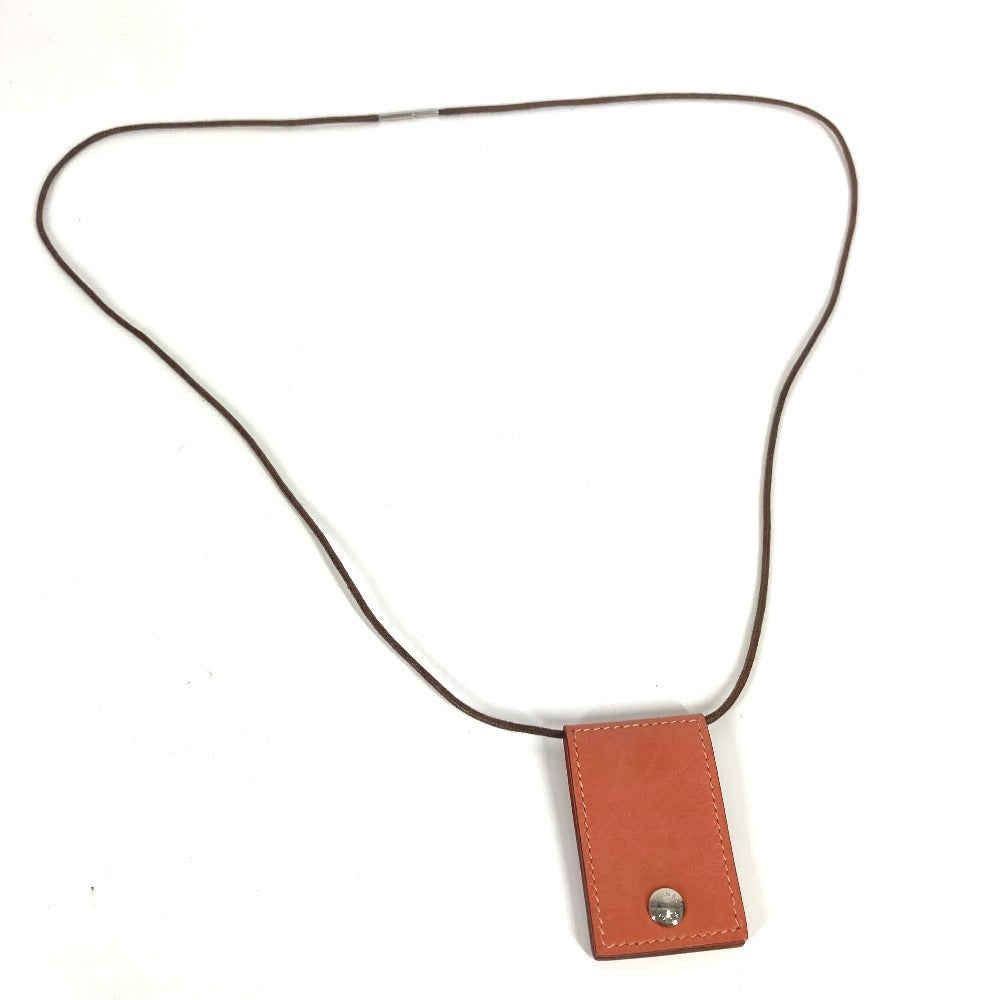HERMES Necklace leather pink Photo Case Photo Pendant