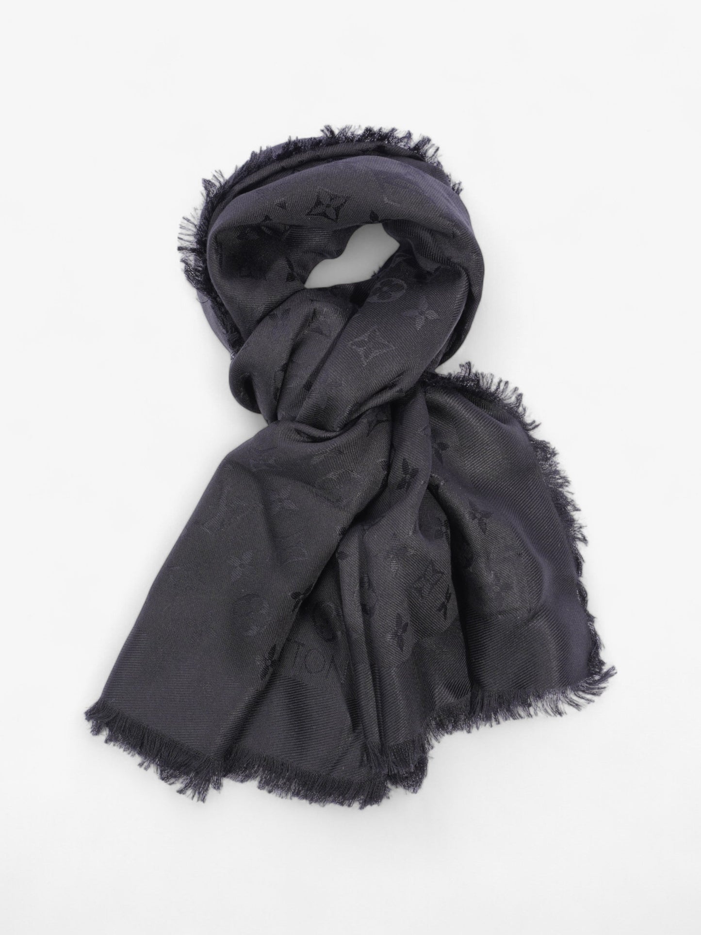 Louis Vuitton Monogram Shine scarf Black Silk 139cm x 139cm