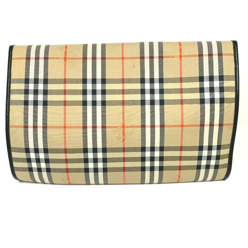 BURBERRY Clutch bag Canvas / leather beige logo check unisex(Unisex)