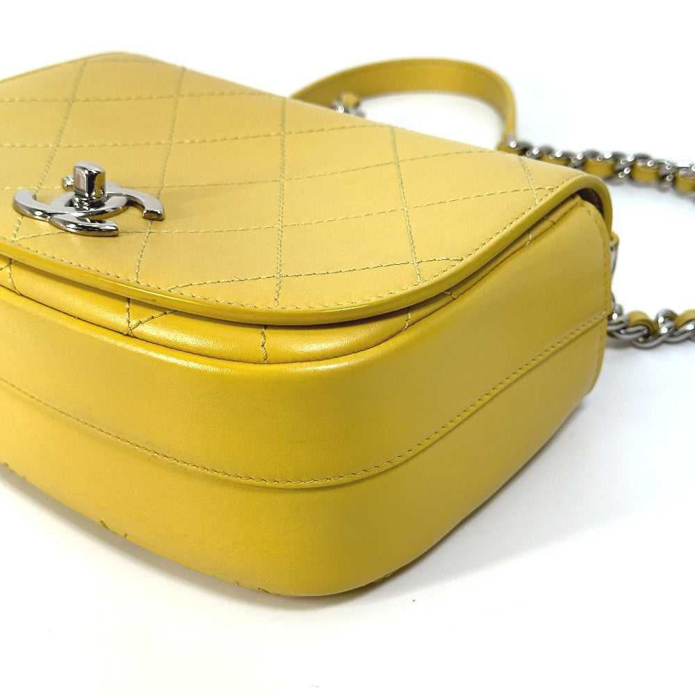 CHANEL Shoulder Bag Calfskin Yellow type CC COCO Mark stitch matelassÃÂ©