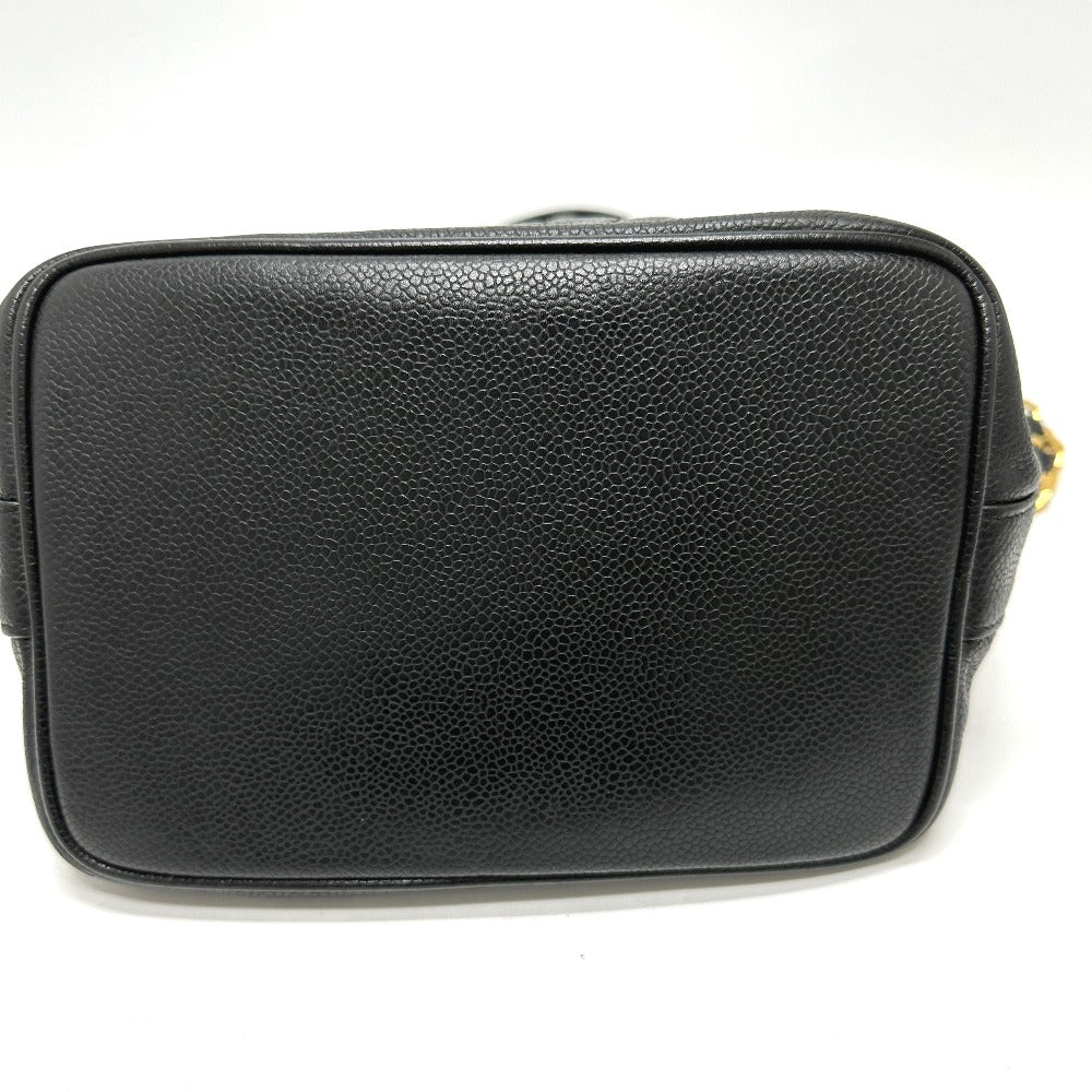 CHANEL Shoulder Bag Caviar skin black COCO Mark Dekacoco drawstring purse