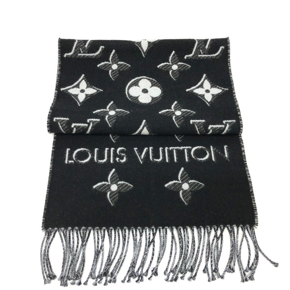 LOUIS VUITTON Scarf M78159 Wool, Silk black Echarpe LV essential shine Women