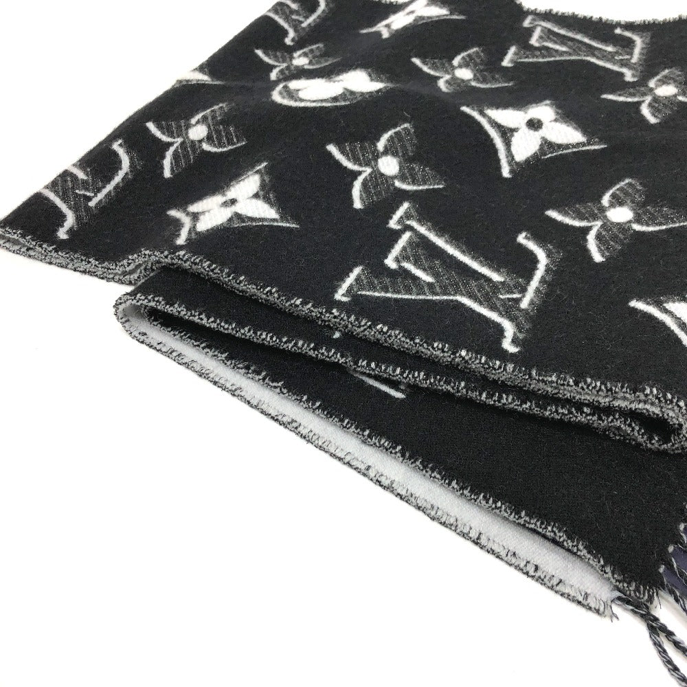 LOUIS VUITTON Scarf M78159 Wool, Silk black Echarpe LV essential shine Women