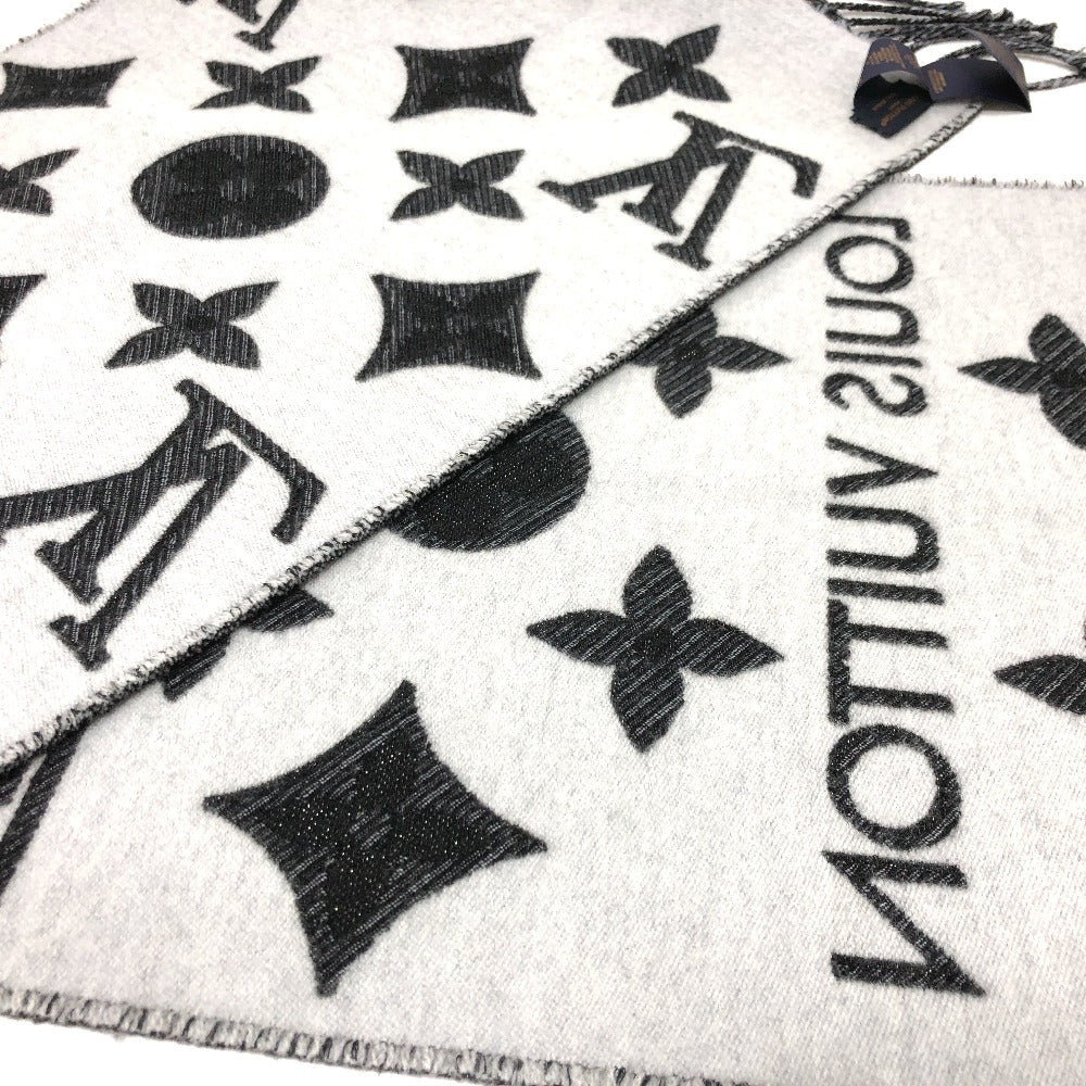 LOUIS VUITTON Scarf M78159 Wool, Silk black Echarpe LV essential shine Women