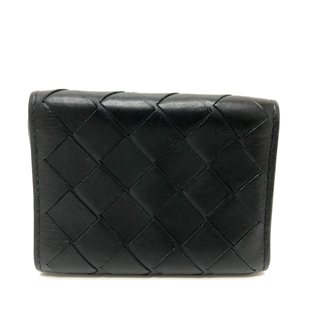 BOTTEGAVENETA Trifold wallet 592678 leather black INTRECCIATO Compact wallet Women