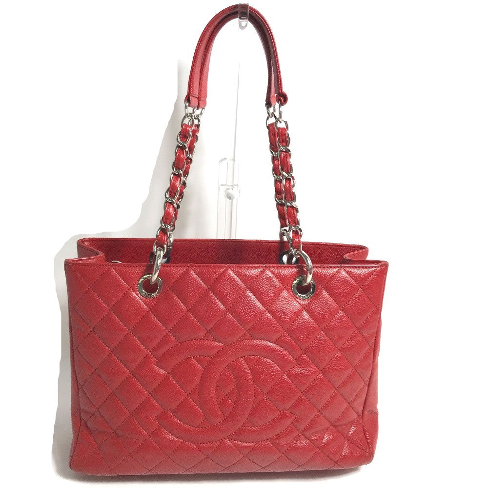 CHANEL Tote Bag A50995 Caviar skin Red CC COCO Mark Shoulder Bag Matelasse quilting Women