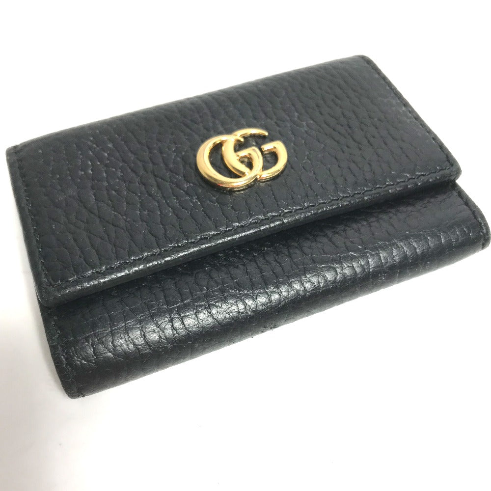 GUCCI Key case Key holder  456118 leather black GG Marmont six hooks Women