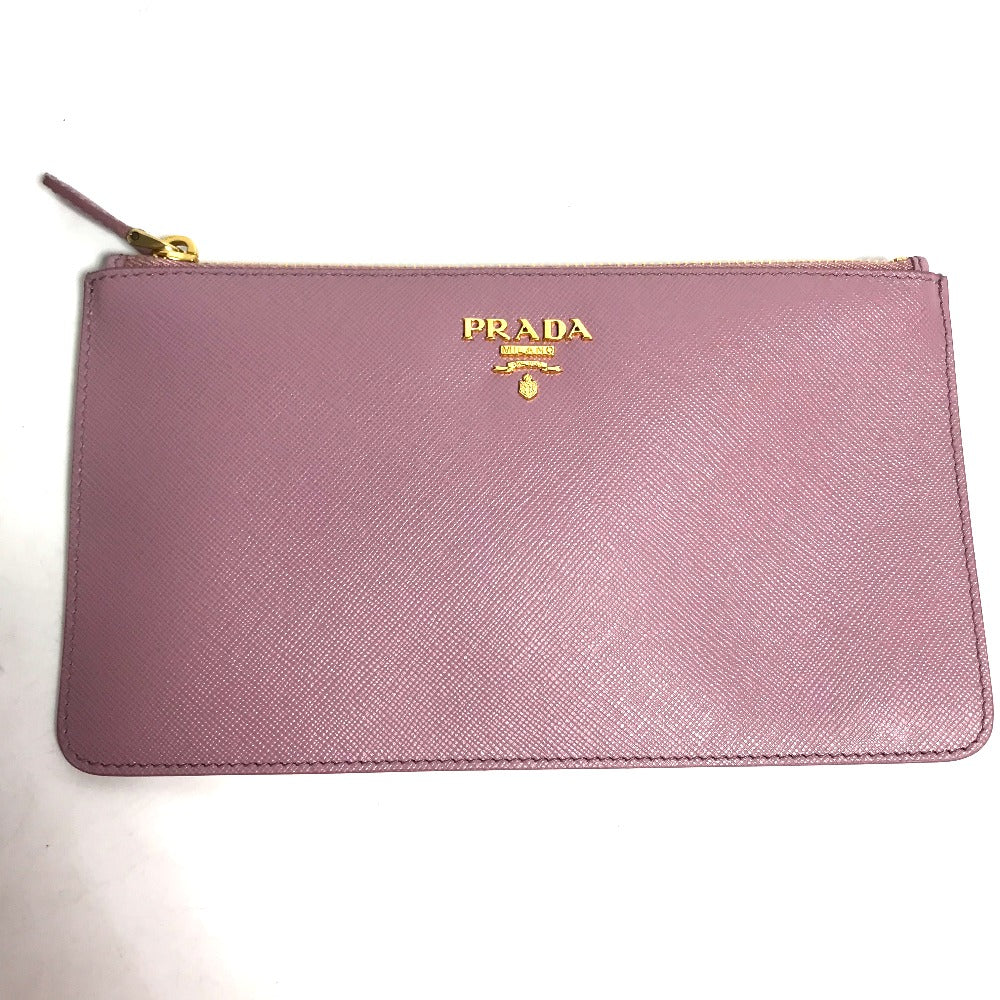 PRADA Pouch saffiano leather Pink type logo Women