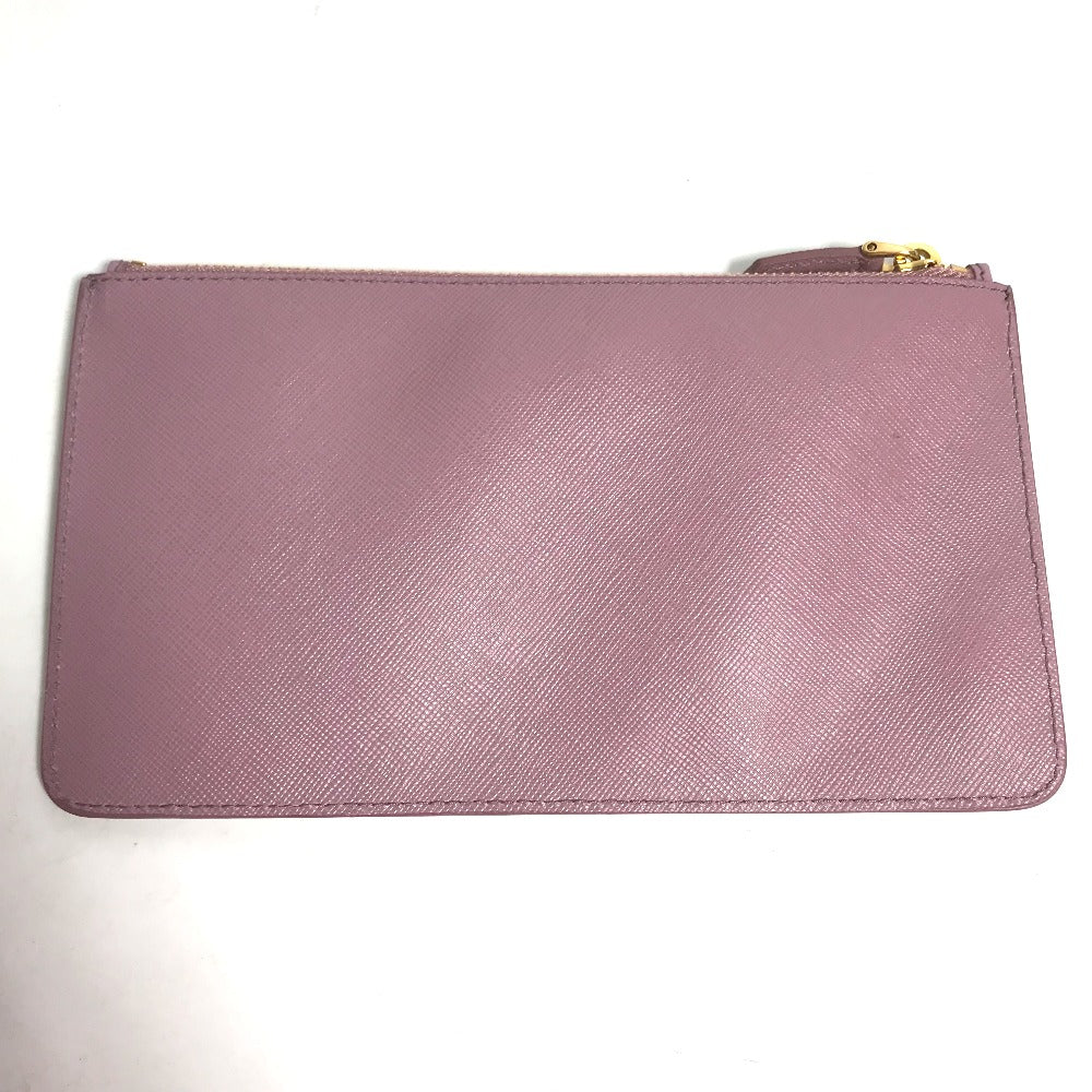 PRADA Pouch saffiano leather Pink type logo Women