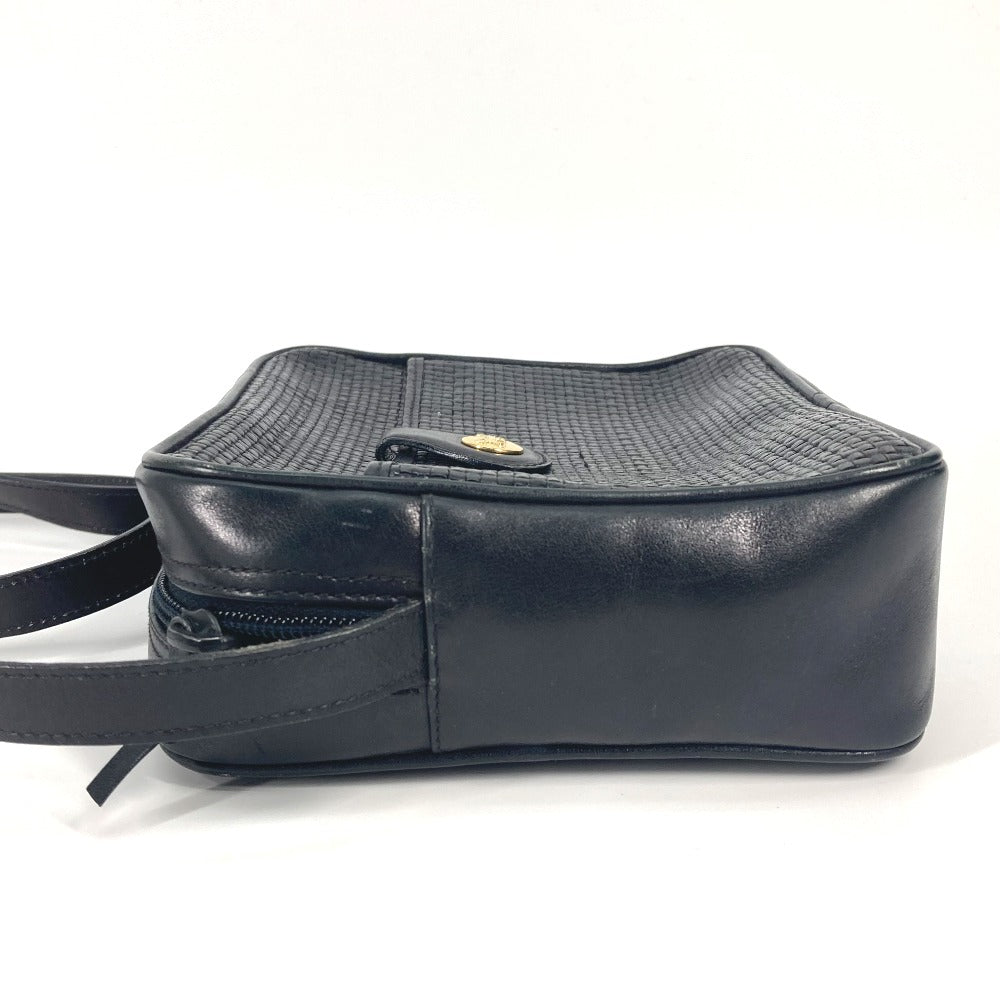 CELINE Shoulder Bag leather black vintage Carriage Metal Women