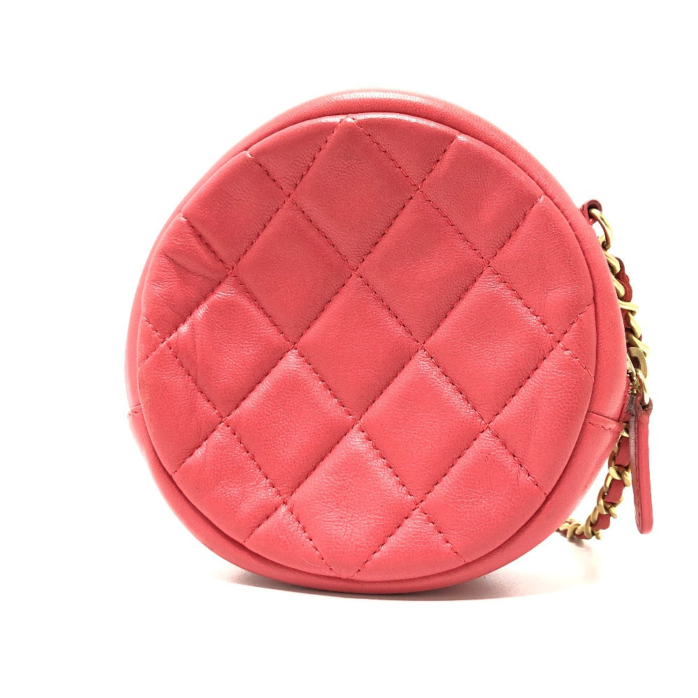 CHANEL Shoulder Bag lambskin Pink type CC COCO Mark Matelasse Mini Round Women