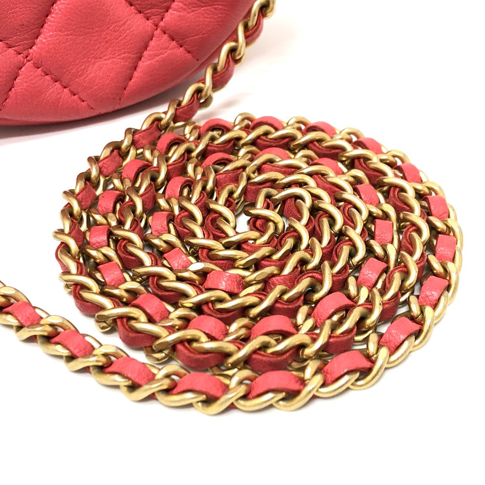 CHANEL Shoulder Bag lambskin Pink type CC COCO Mark Matelasse Mini Round Women