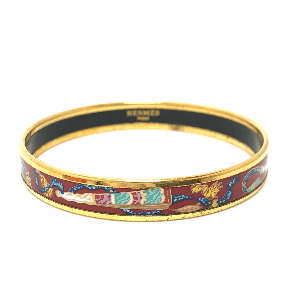 HERMES Bangle Gold Plated, Cloisonne Red type Emaille PM Women