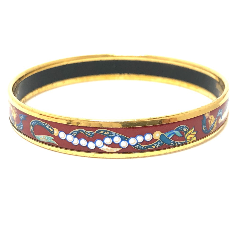 HERMES Bangle Gold Plated, Cloisonne Red type Emaille PM Women