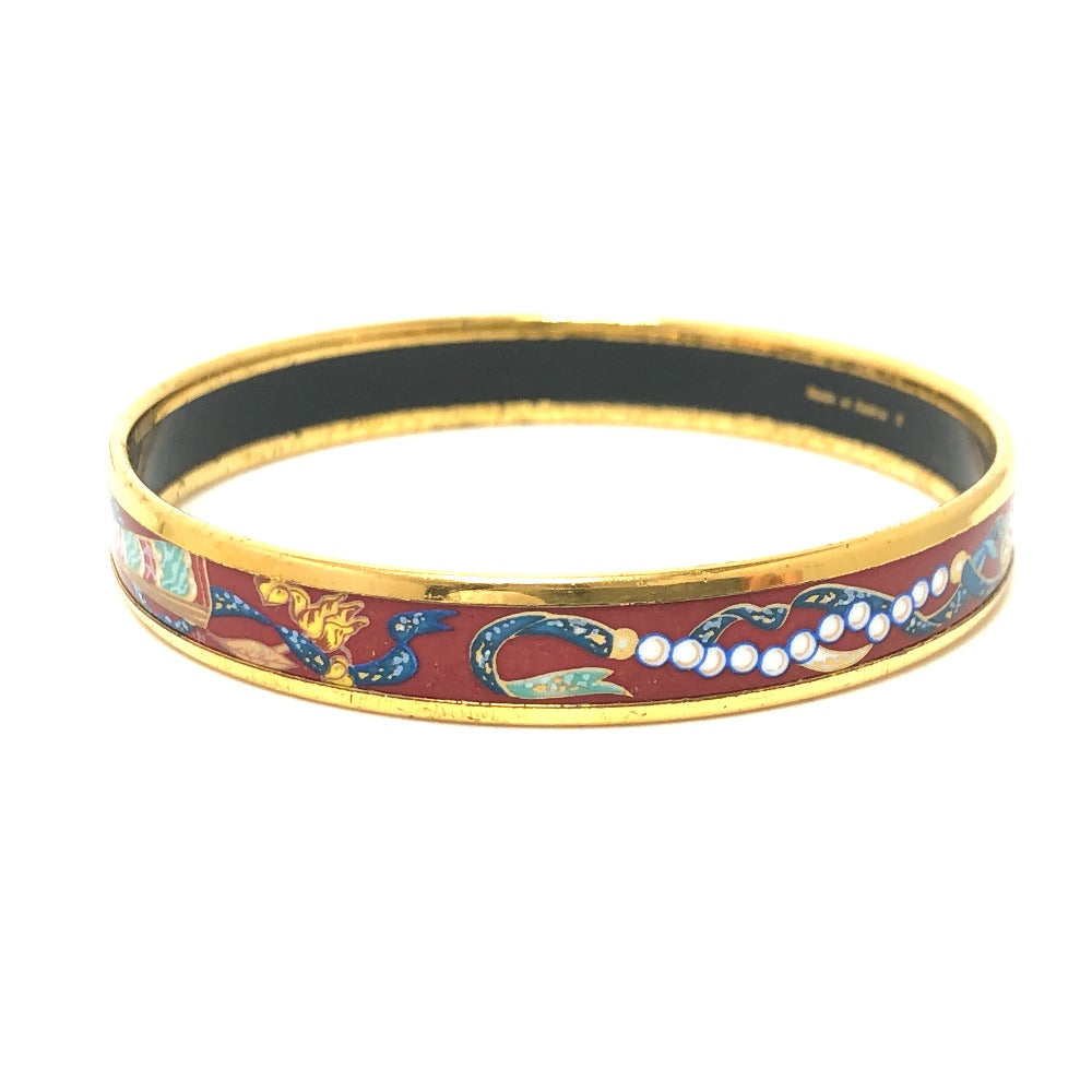 HERMES Bangle Gold Plated, Cloisonne Red type Emaille PM Women