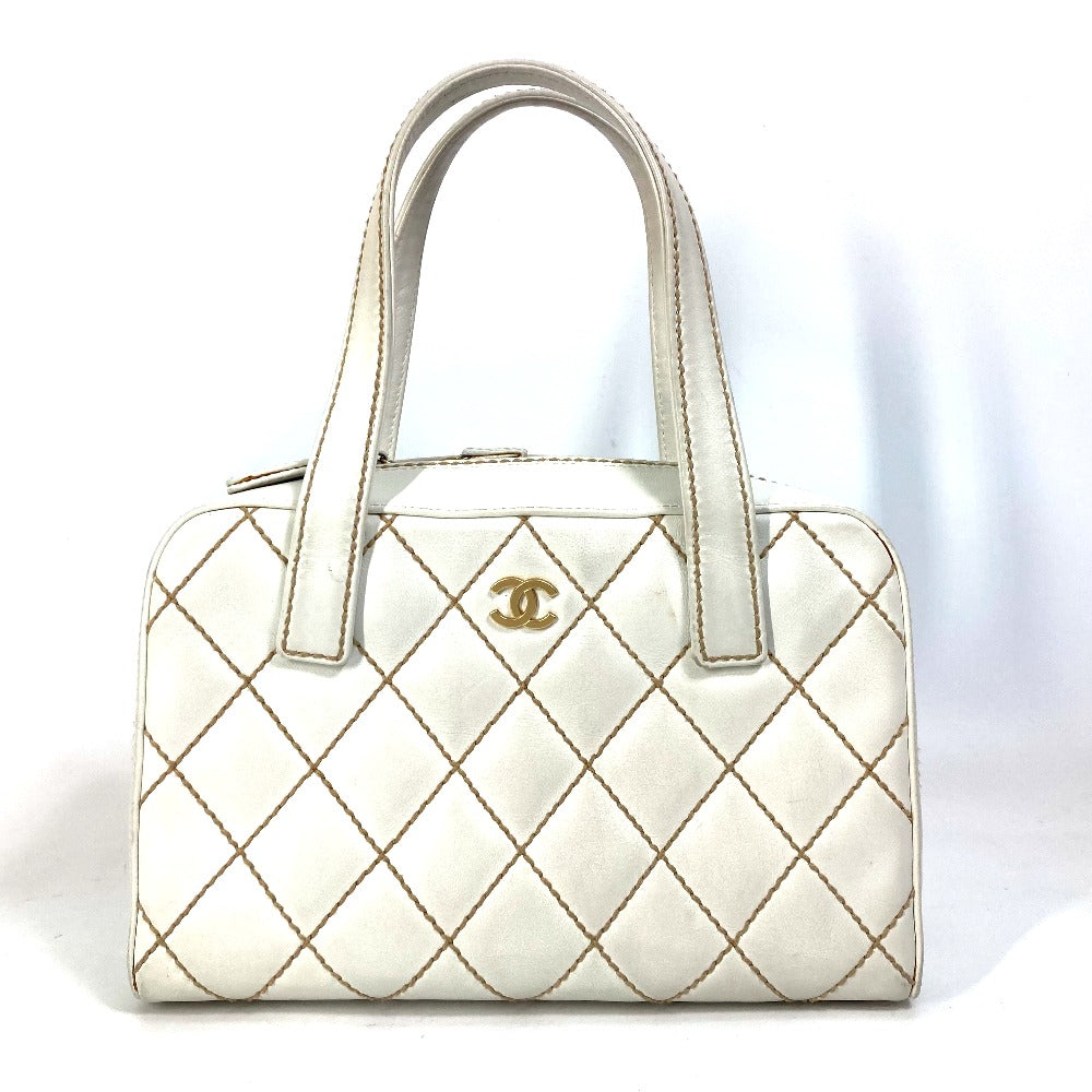 CHANEL Handbag leather white CC COCO Mark Bag Wild stitch Women