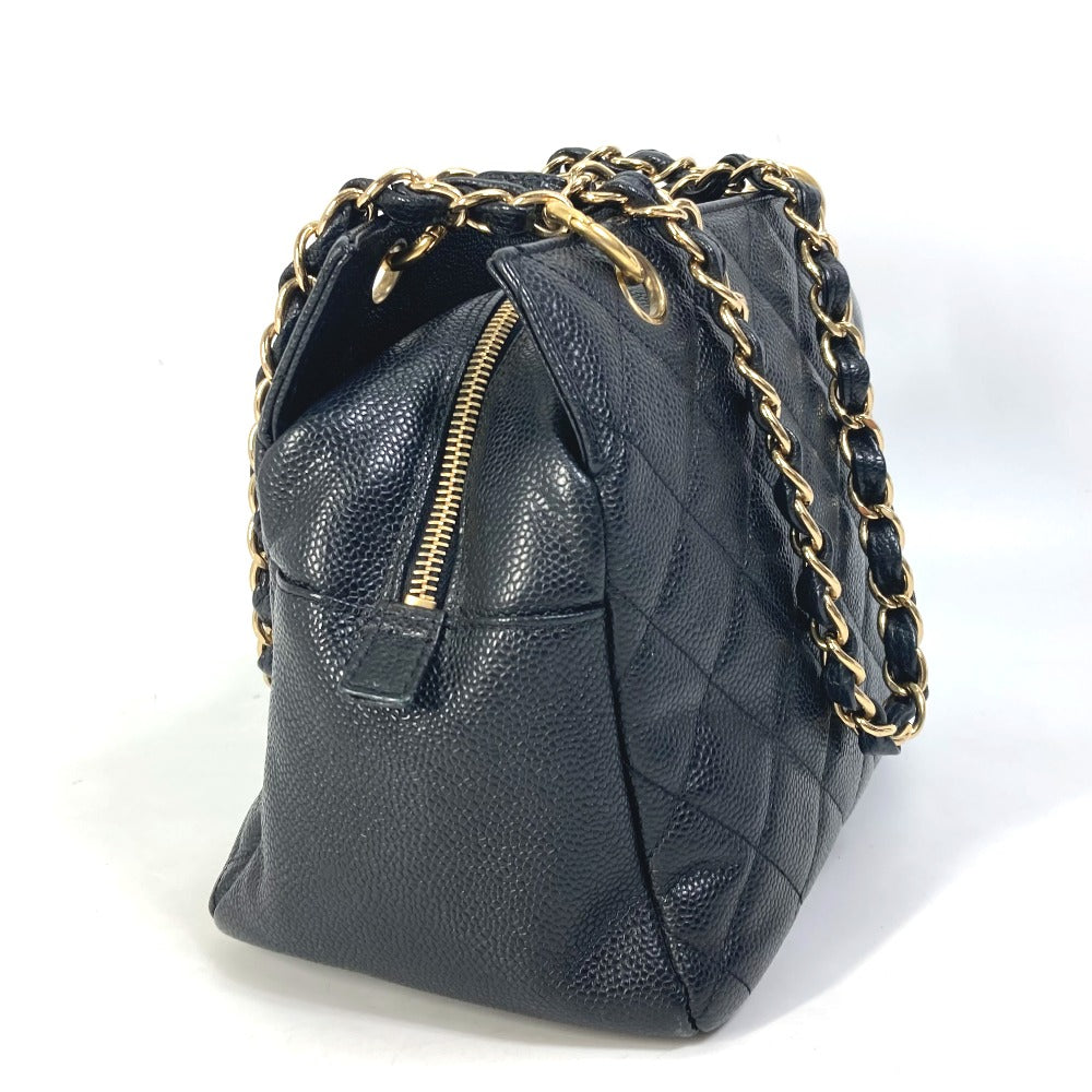 CHANEL Shoulder Bag Caviar skin black CC COCO Mark Matrasse quilting Women