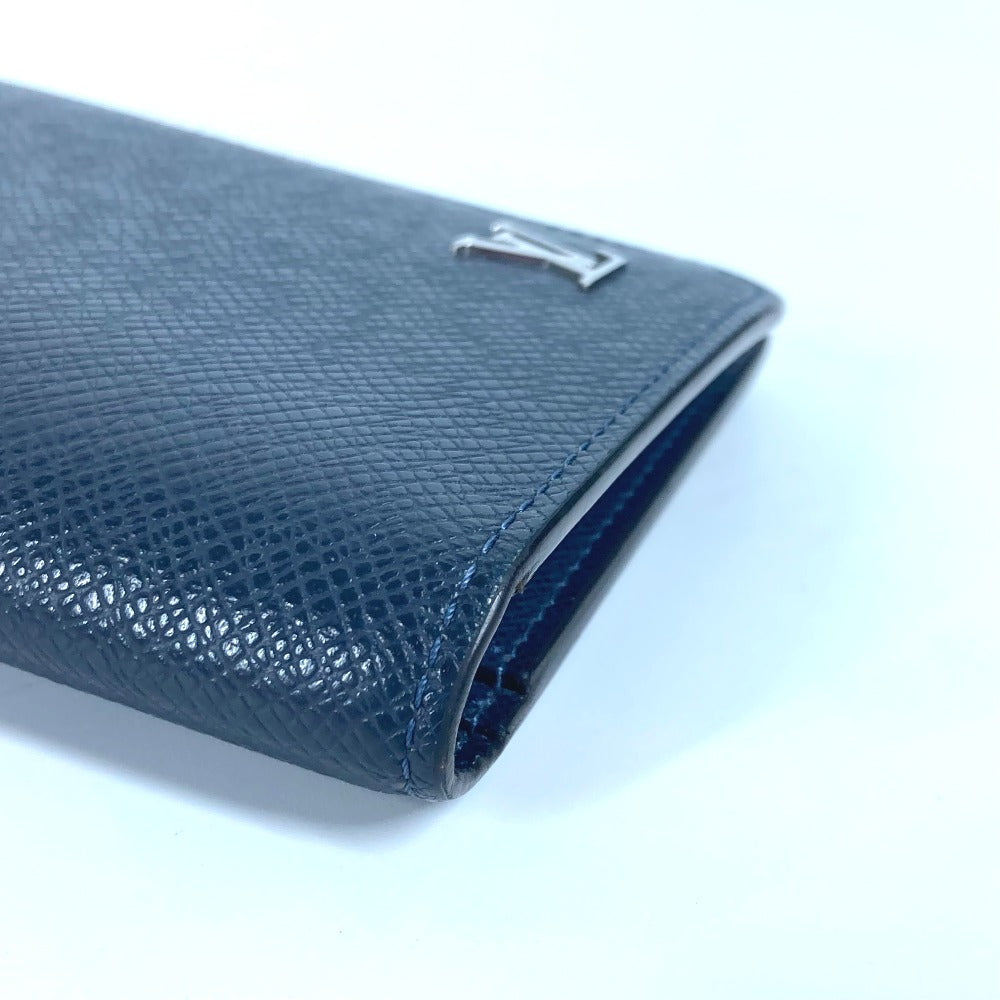 LOUIS VUITTON Long Wallet Purse M30292 Taiga Leather Navy Taiga Portefeuille Blaza