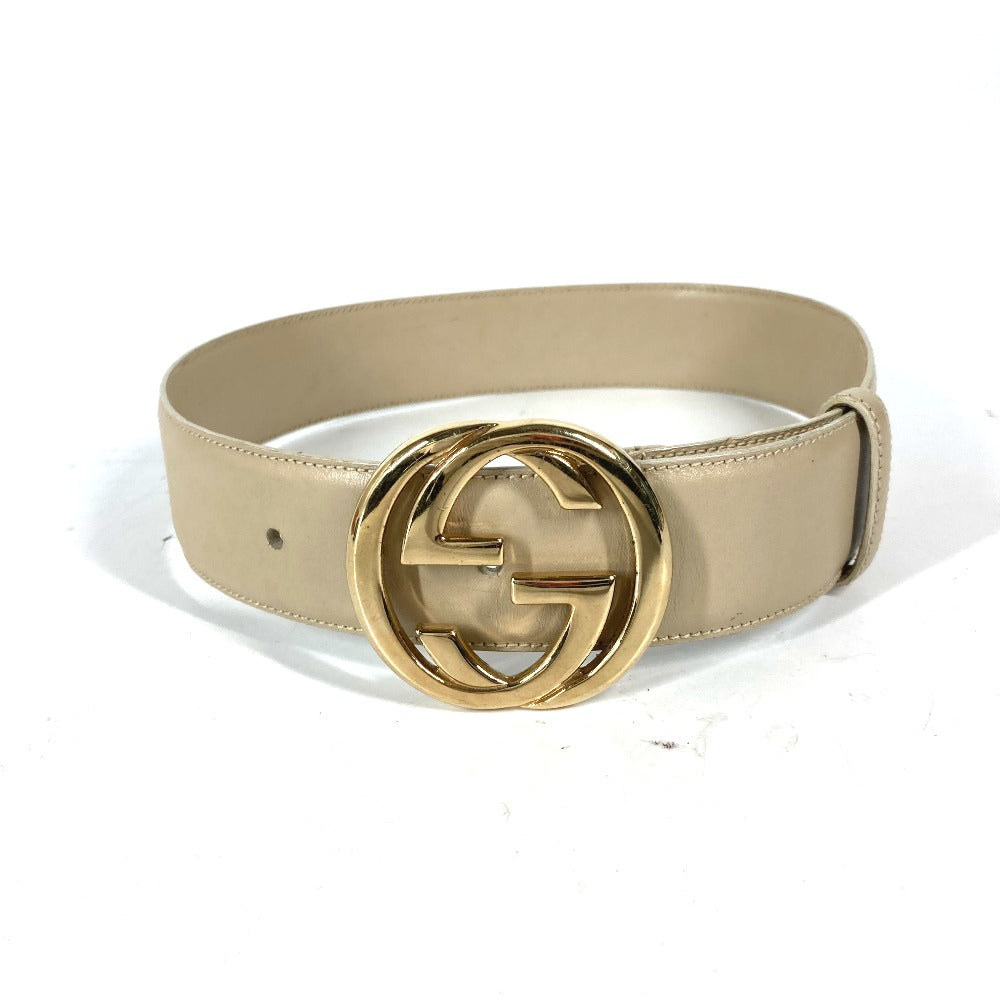 GUCCI belt 037ï½¥0394 leather beige GG logo 65