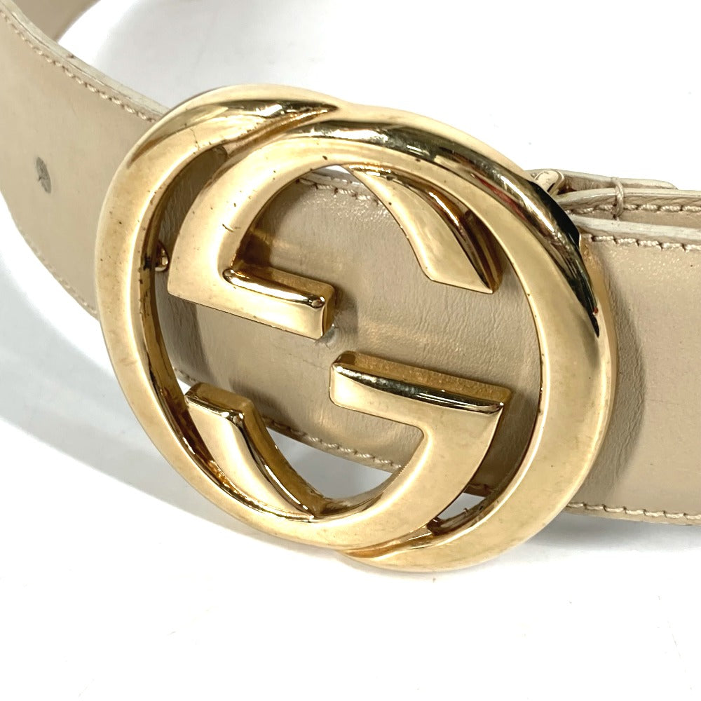 GUCCI belt 037ï½¥0394 leather beige GG logo 65