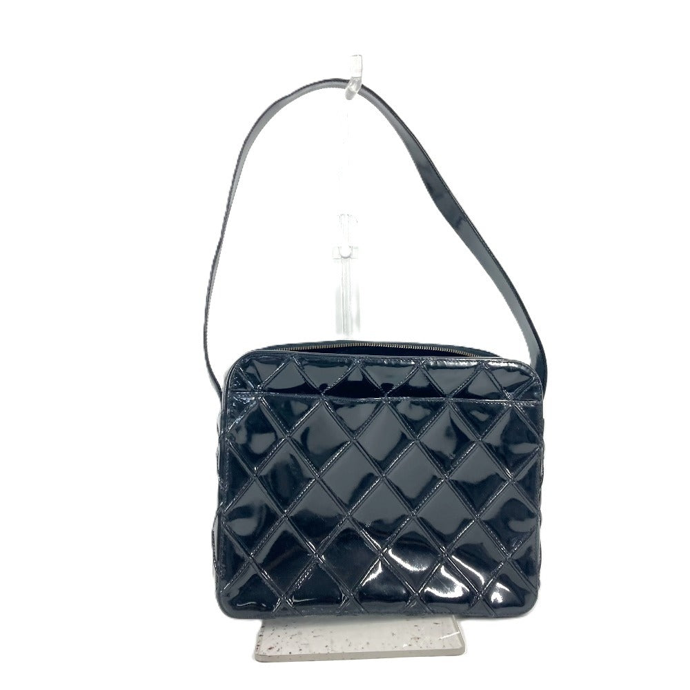 CHANEL Shoulder Bag Patent leather black vintage quilting matelasse Women