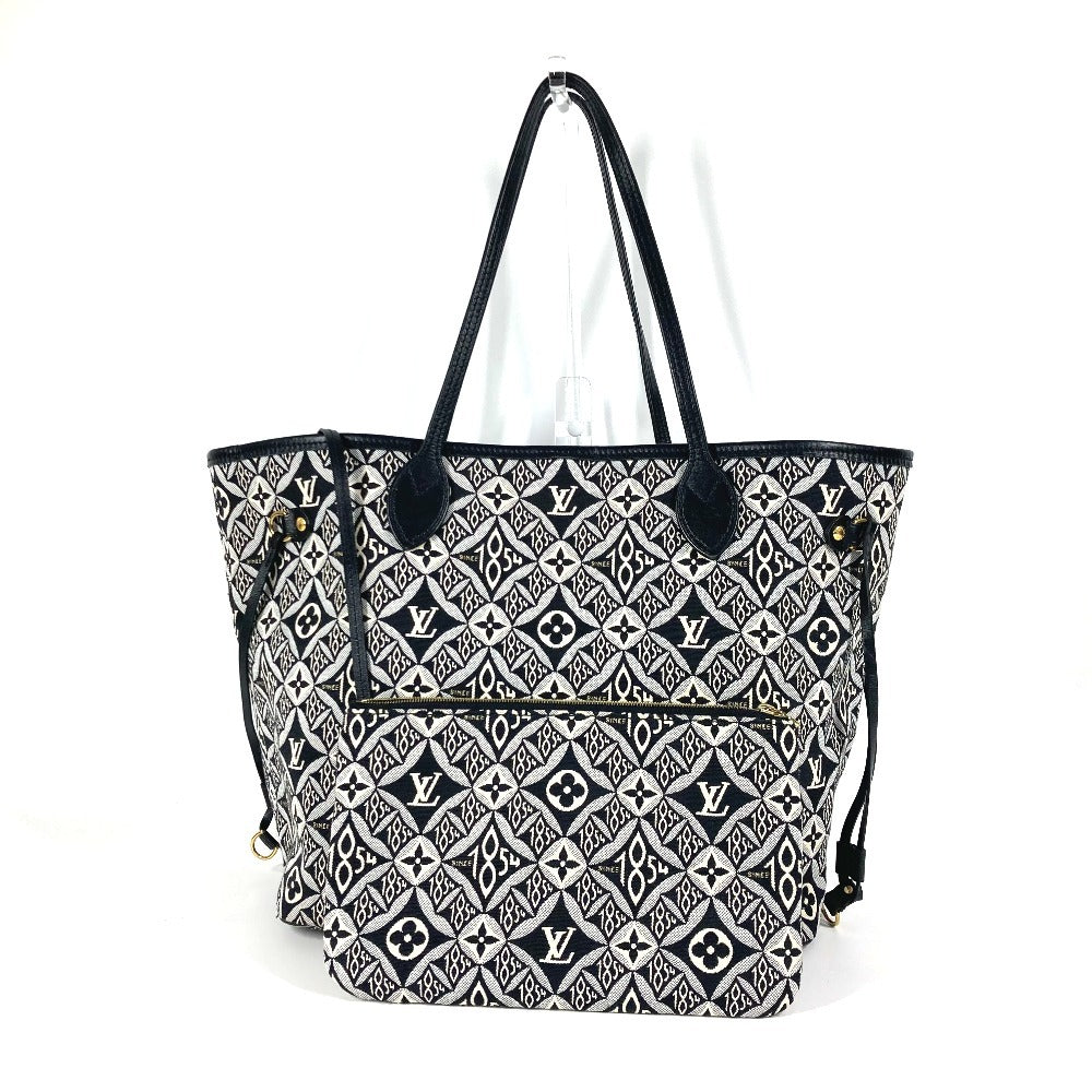 LOUIS VUITTON Shoulder Bag M57230 Jacquard, Leather black Monogram SINCE1854 Neverfull MM Women