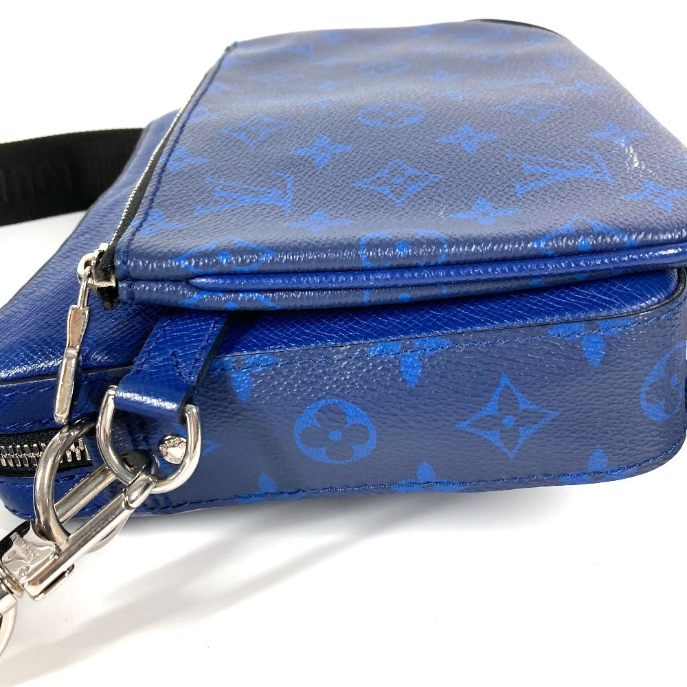 LOUIS VUITTON Shoulder Bag M30848 Taiga Leather, Monogram Canvas blue Taigalama Trio Messenger