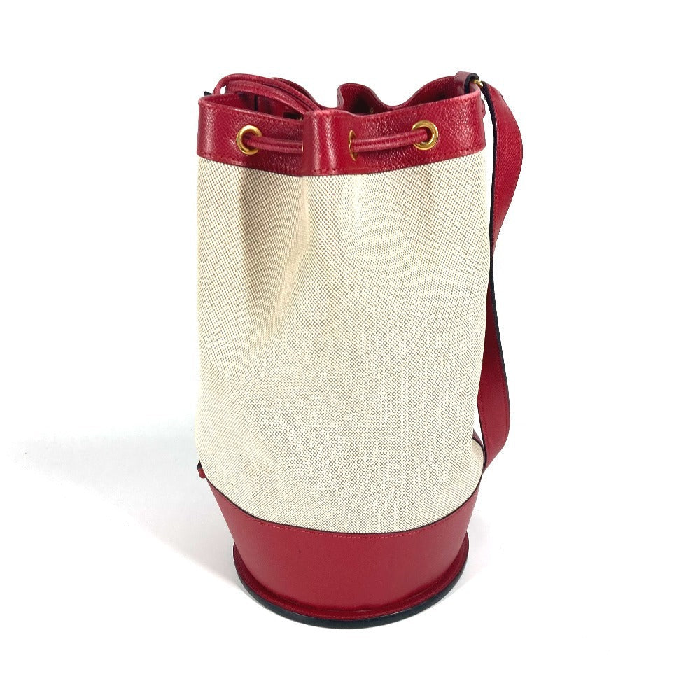 HERMES Shoulder Bag Leather / canvas Red vintage Standy