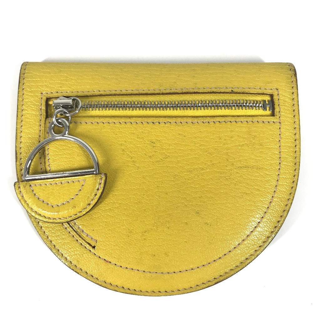 HERMES Coin case leather yellow In the Loop Compact